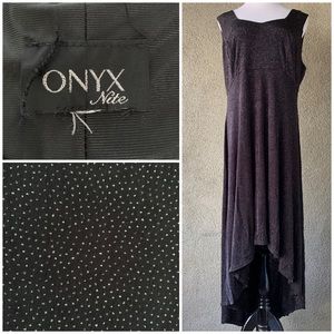 🔥5/$20🔥 “Onyx Nite” Black Sparkle High Low Midi-Dress size 20